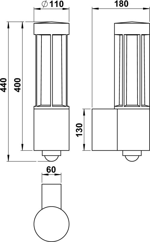 Wall light Dimensioned drawing Article 660221, 680221, 690221