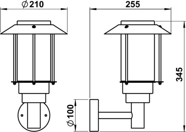 Wall light Stainless steel Dimensioned drawing Article 690237