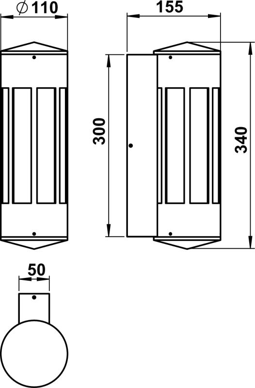 Wall lamp Dimensioned drawing Article 660240, 680240, 690240