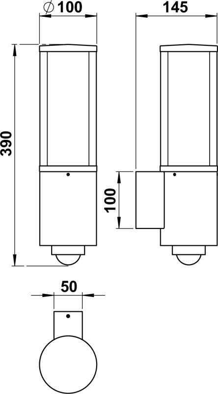 Wall light Stainless steel Dimensioned drawing Article 690322