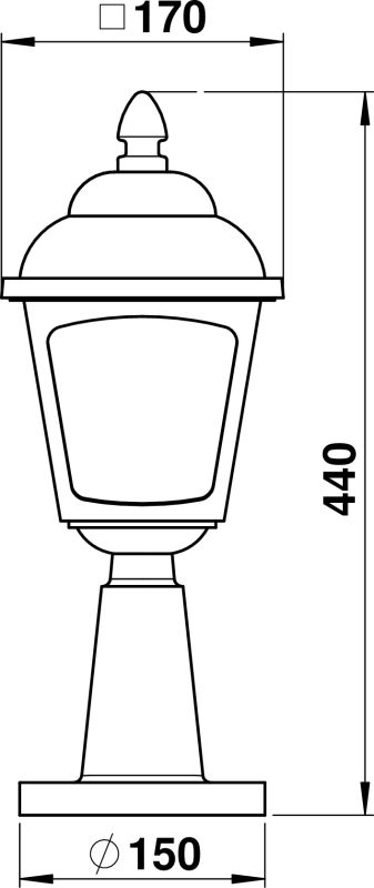 Base luminaire Dimensioned drawing Article 650536, 660536, 680536
