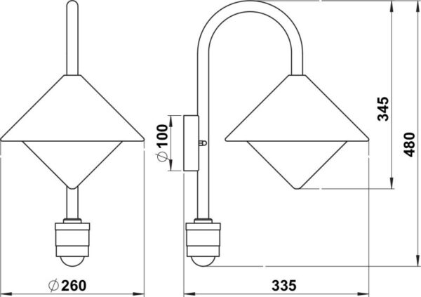 Wall light Dimensioned drawing Article 660646, 680646, 690646