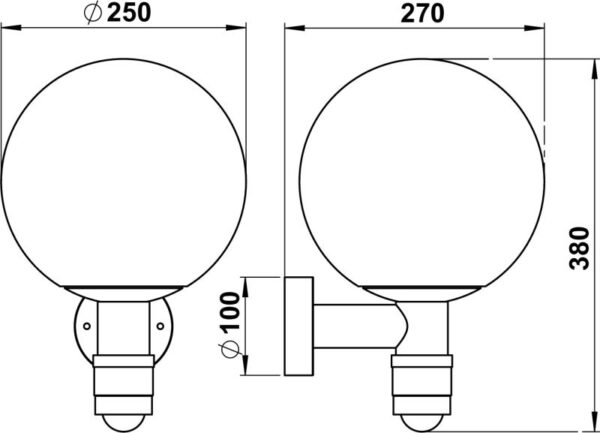 Wall light Dimensioned drawing Article 660641, 680641
